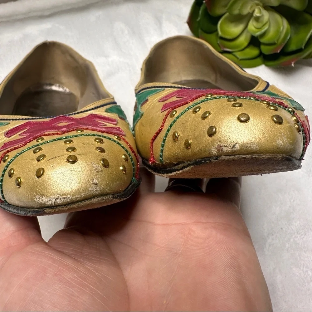 Margaret Jerrold Vintage 80s Leather Flats Aztec Southwestern Print Womens 6.5